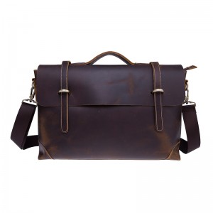 High quality crazy horse genuine leather men laptop messenger bag shoulder bags
