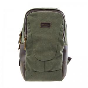 17SC-6456D Welcome OEM eco-friendly durable green canvas travel backpack with upto 15.4 inch laptop compartment