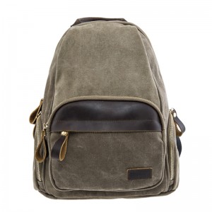 17SC-6357D Latest Casual Lightweight Custom Vintage Leather Canvas Backpack Wholesale rucksack for School outdoor backpack